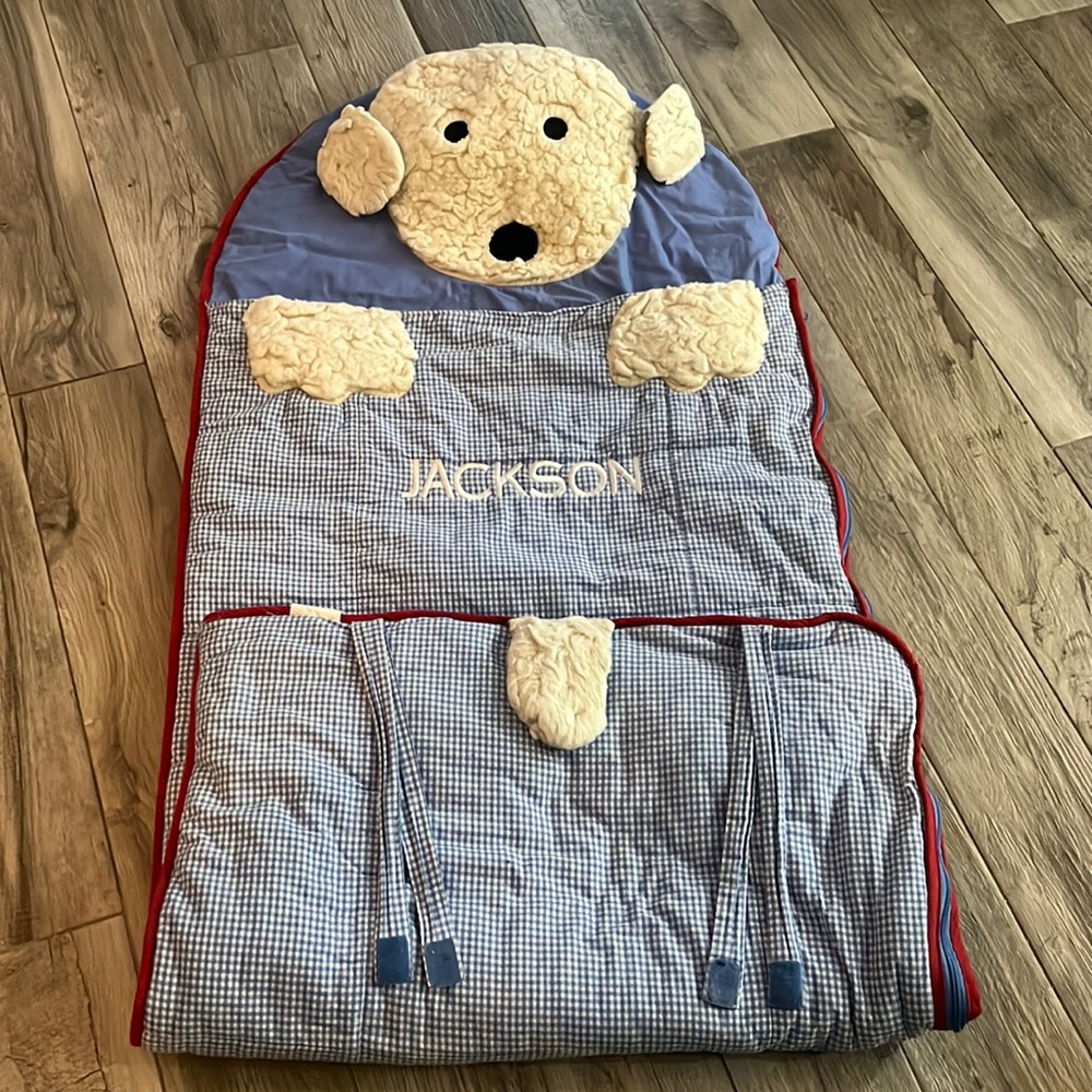 EUC Pottery Barn Kids “Jackson” personalized sleeping bag